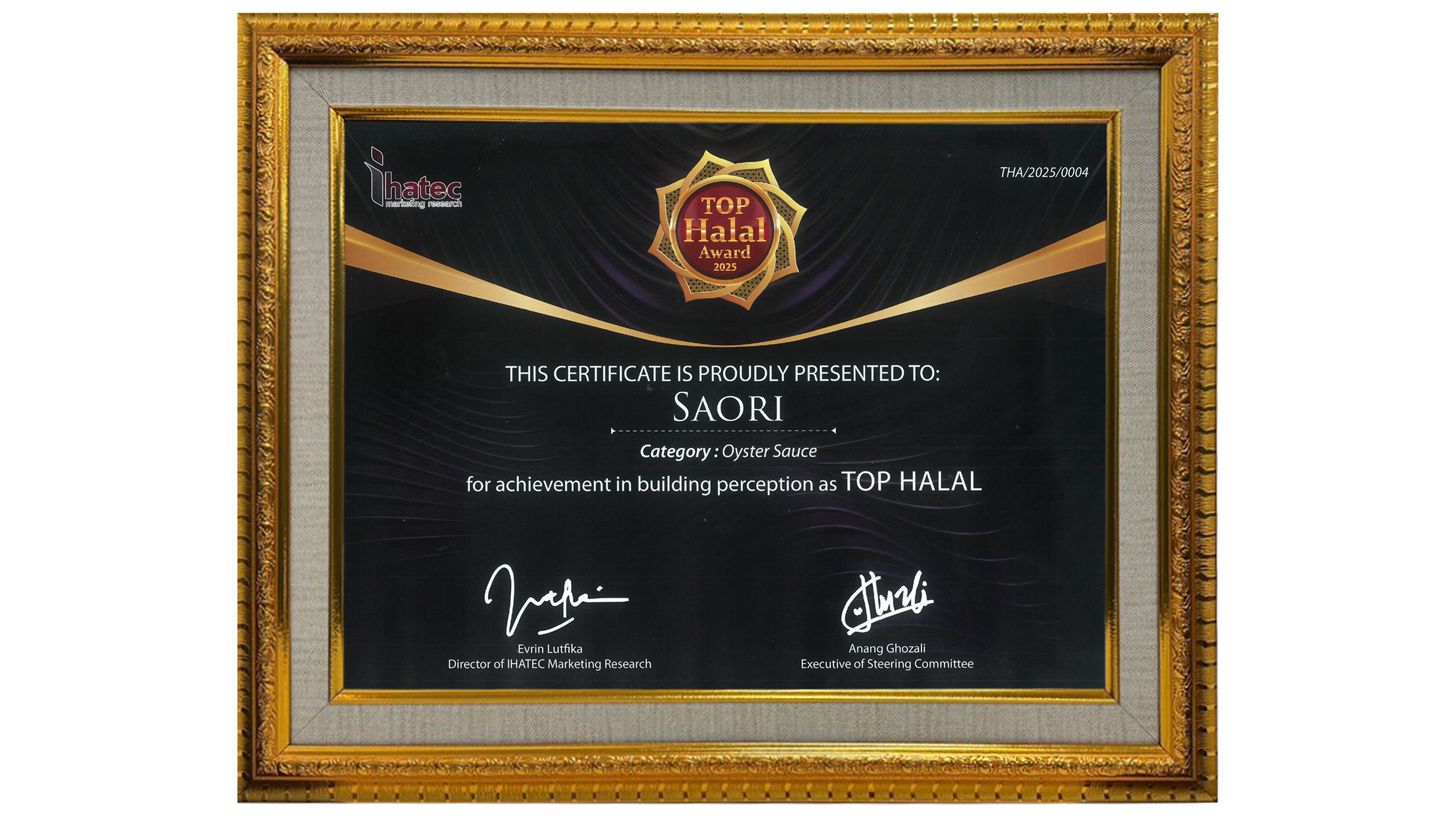 TOP Halal Award (Brand SAORI®️) dari IHATEC - 2025